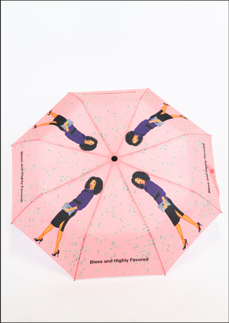 Bless and Highly Favored Pink Umbrella