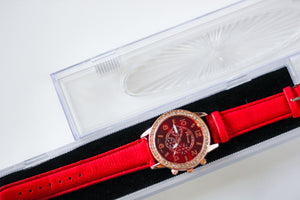 Red  Leather Analog Women’s Watch
